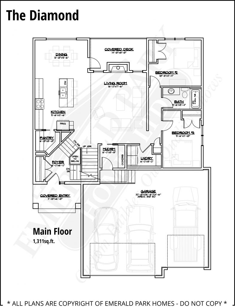 The Diamond Bungaloft Main Floor Plan Emerald Park Homes